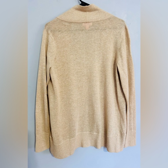 Lilly Pulitzer Metallic Linen Blend Open Front Cardigan M Gold Coastal Staple - Picture 3 of 6
